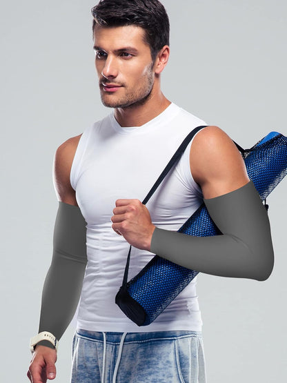 Bememo 9 Pairs UV Protection Sleeves Cooling Sleeves Long Arm Covers Arm Sleeves for Men and Women