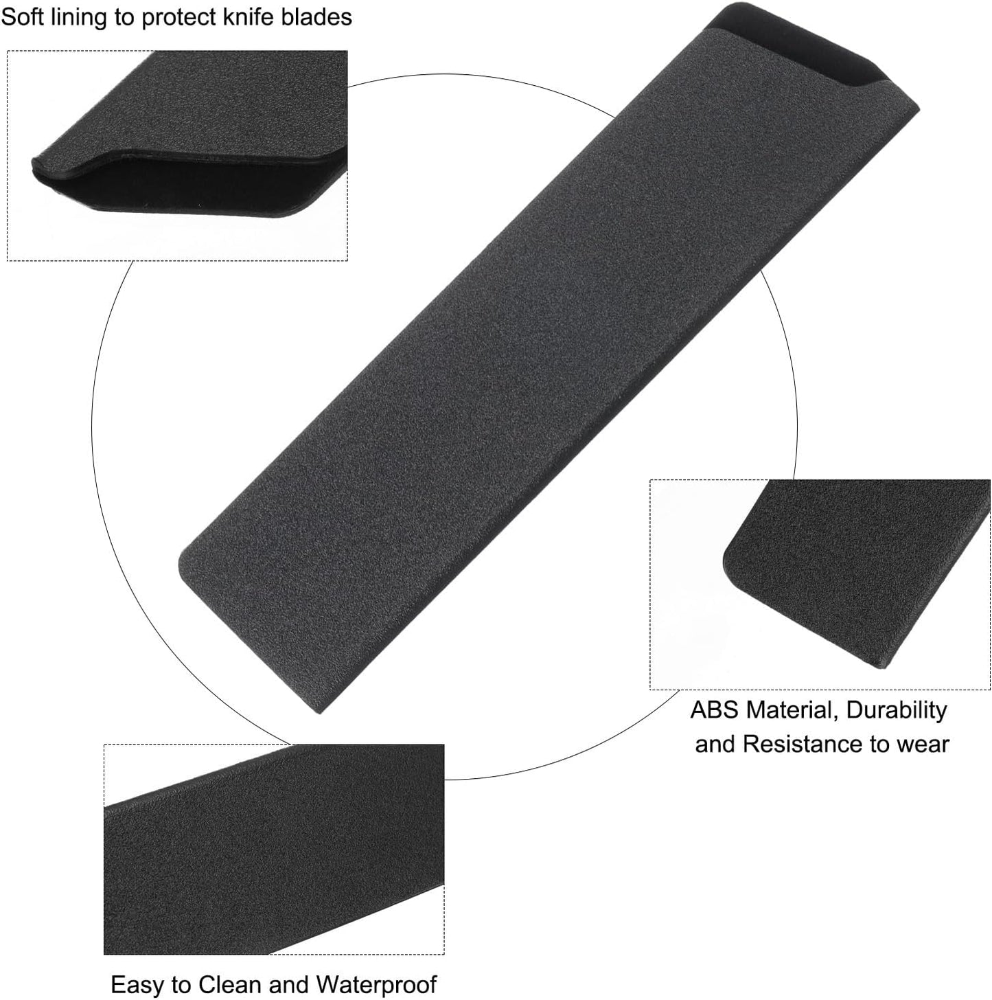 uxcell 5 Pcs Knife Cover Sleeves, 8.3" x 1.4" ABS Knives Edge Guard Blade Protector Universal Knife Sheath for Home Kitchen, Black