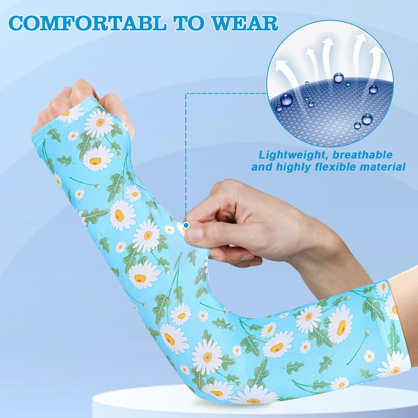 4 Pairs Gardening Sleeves Anti-Slip Arm Protection with Thumb Hole Sun Sleeve Cooling Arm Sleeves for Women Men Outdoor