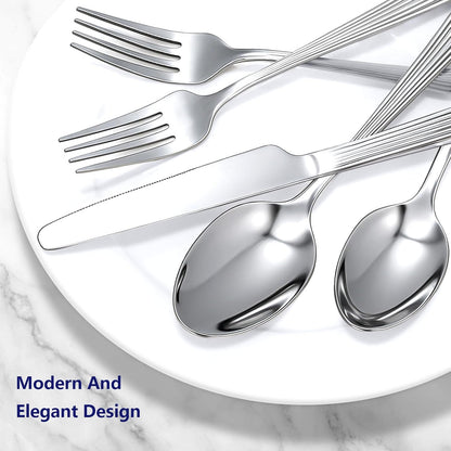 Yoehka 40 Piece Silverware Set for 8, Stainless Steel Flatware Set, Include Spoons/Forks/Knives, Mirror Polished Cutlery Set for Home Restaurant Hotel, Dishwasher Safe