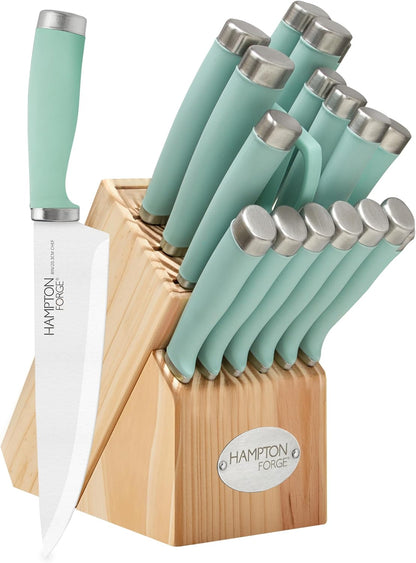 Hampton Forge Epicure True Aqua Knife Block Set, 15 Piece