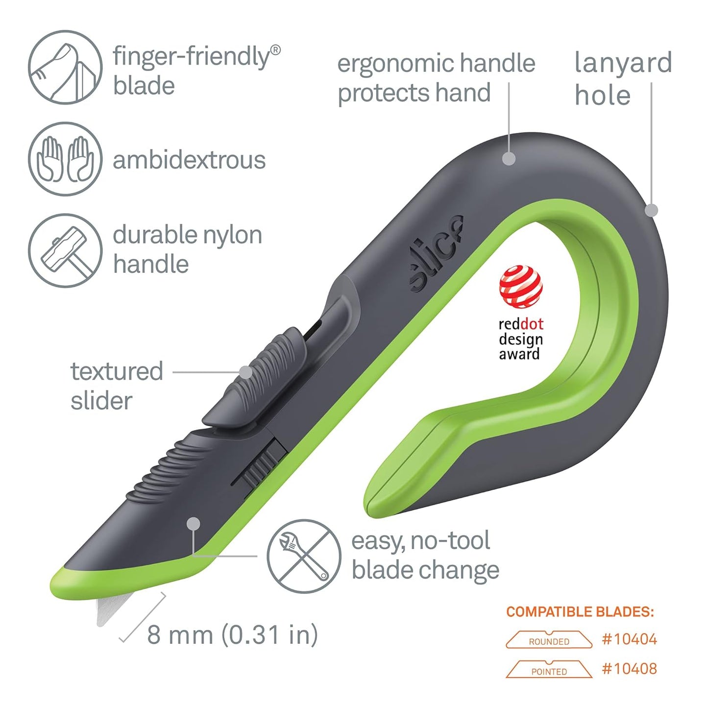 Slice Auto-Retractable Box Cutter, Heavy Duty Utility Knife, Safe Ceramic Blade Lasting 11x Longer than Metal, 1 Pack