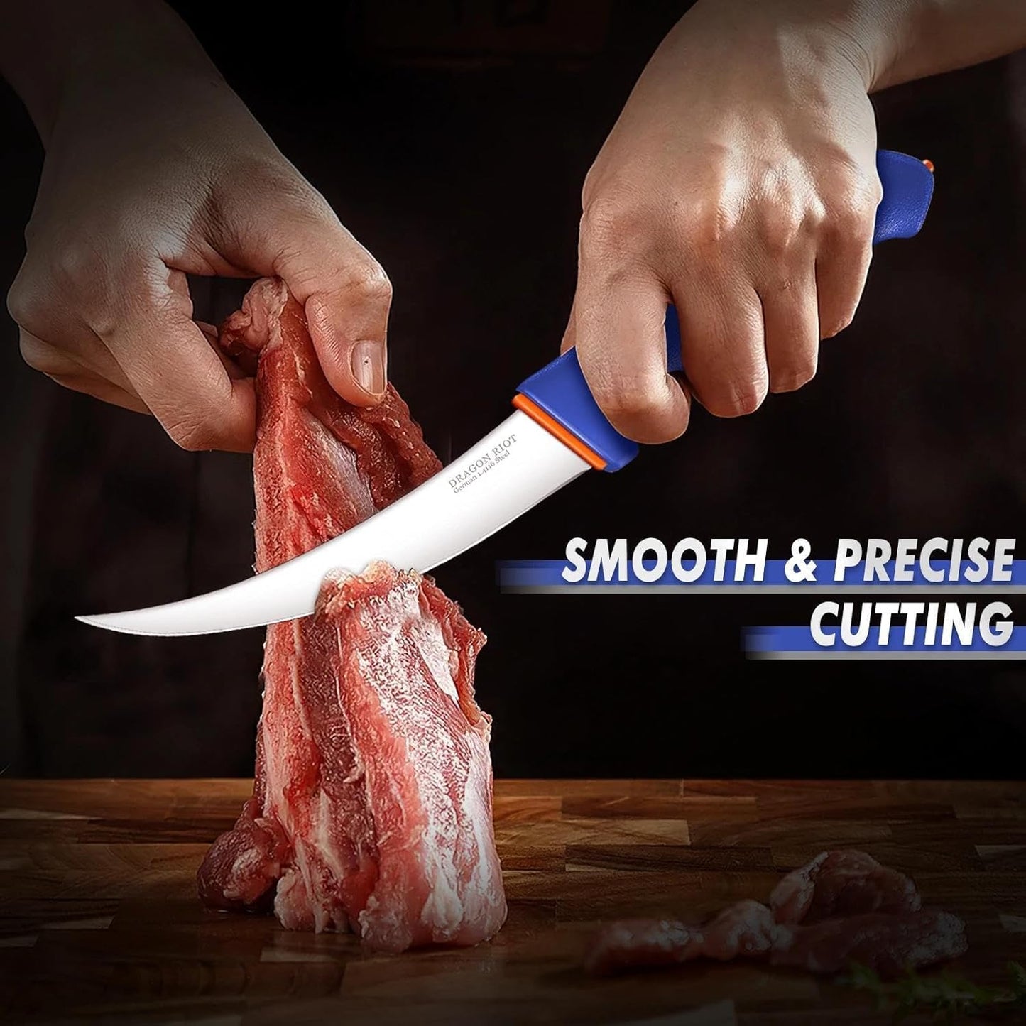 DRAGON RIOT 3 Pcs Butcher Knife Set, Stainless Steel Boning & Carving Knives, Sharp Kitchen Cutlery for Meat Cutting Trimming, Perfect for Home Kitchen, Outdoor Camping BBQ & Holiday Gift