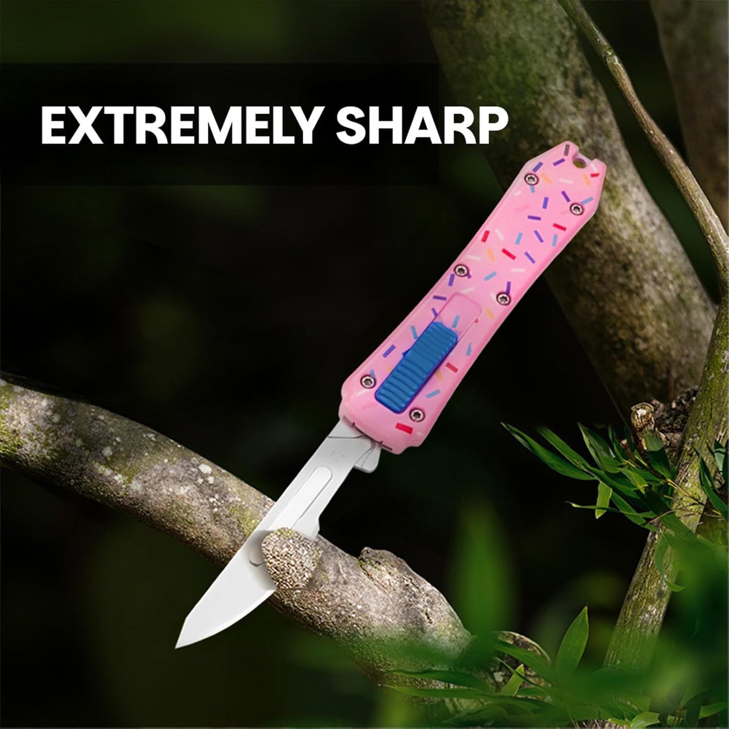 Automatic Utility Knife,All Metal Construction Carbon Stainless Steel Blade,Box Cutter Quick Change Retractable,EDC Push Button with Clip,10PCS #23 Blades Replacement,Stars&Stripes