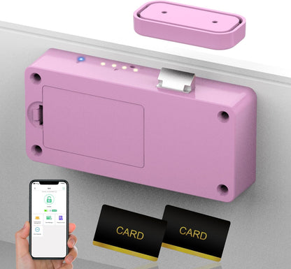 Anweller Smart Cabinet Lock, Hidden No Drill Adhesive Baby Proofing Child Proof Drawer Locks, Keyless RFID Bluetooth Cabinet Locks for Adults File Kitchen Cupboard Closet Liquor - Black