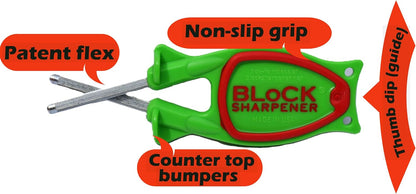 Discover the new patented Block Knife Sharpener, designed for honing blades to their original sharpness.