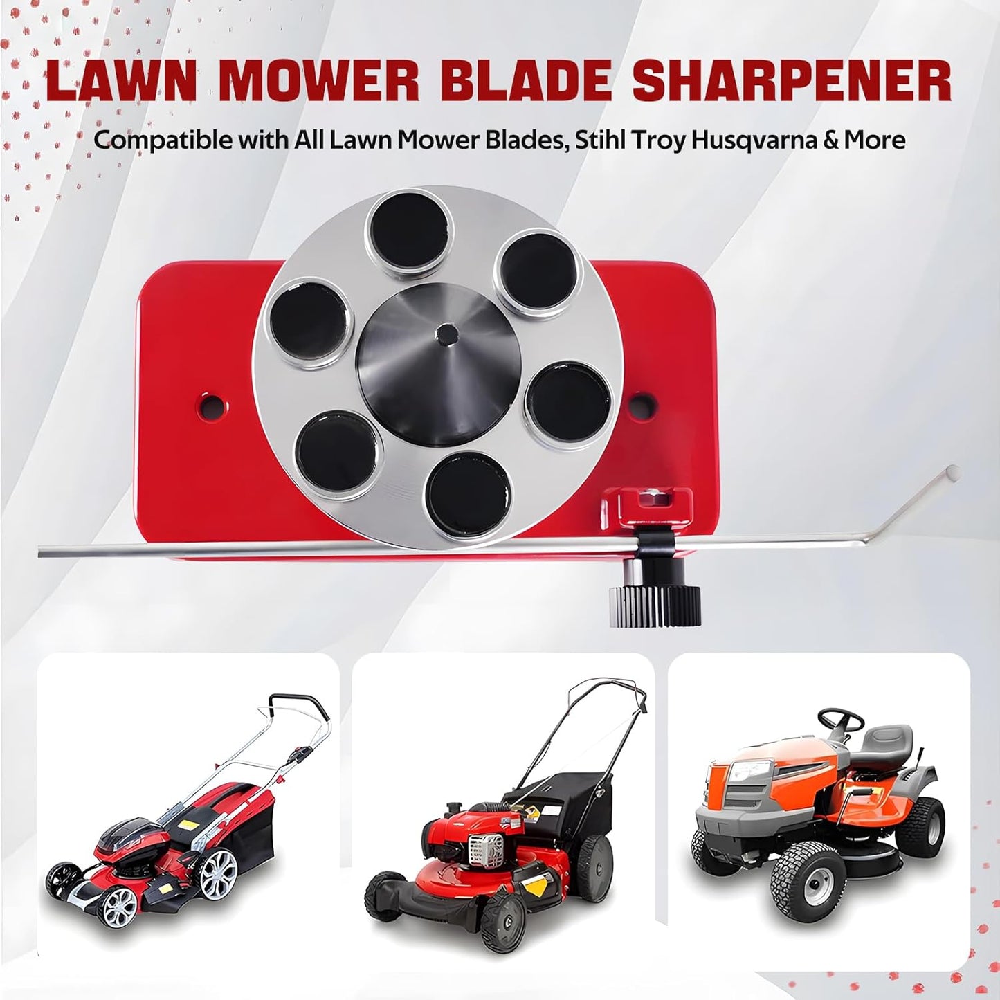 New Upgrade Large Size Mower Blade Sharpener 15°-45° Adjustable Frame with Ball Bearing 25mm Enlarged Handle Lawn Mower Blade Sharpener for Straight and Standard Lawnmower Blades- Black