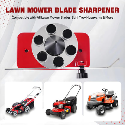 New Upgrade Large Size Mower Blade Sharpener 15°-45° Adjustable Frame with Ball Bearing 25mm Enlarged Handle Lawn Mower Blade Sharpener for Straight and Standard Lawnmower Blades- Black