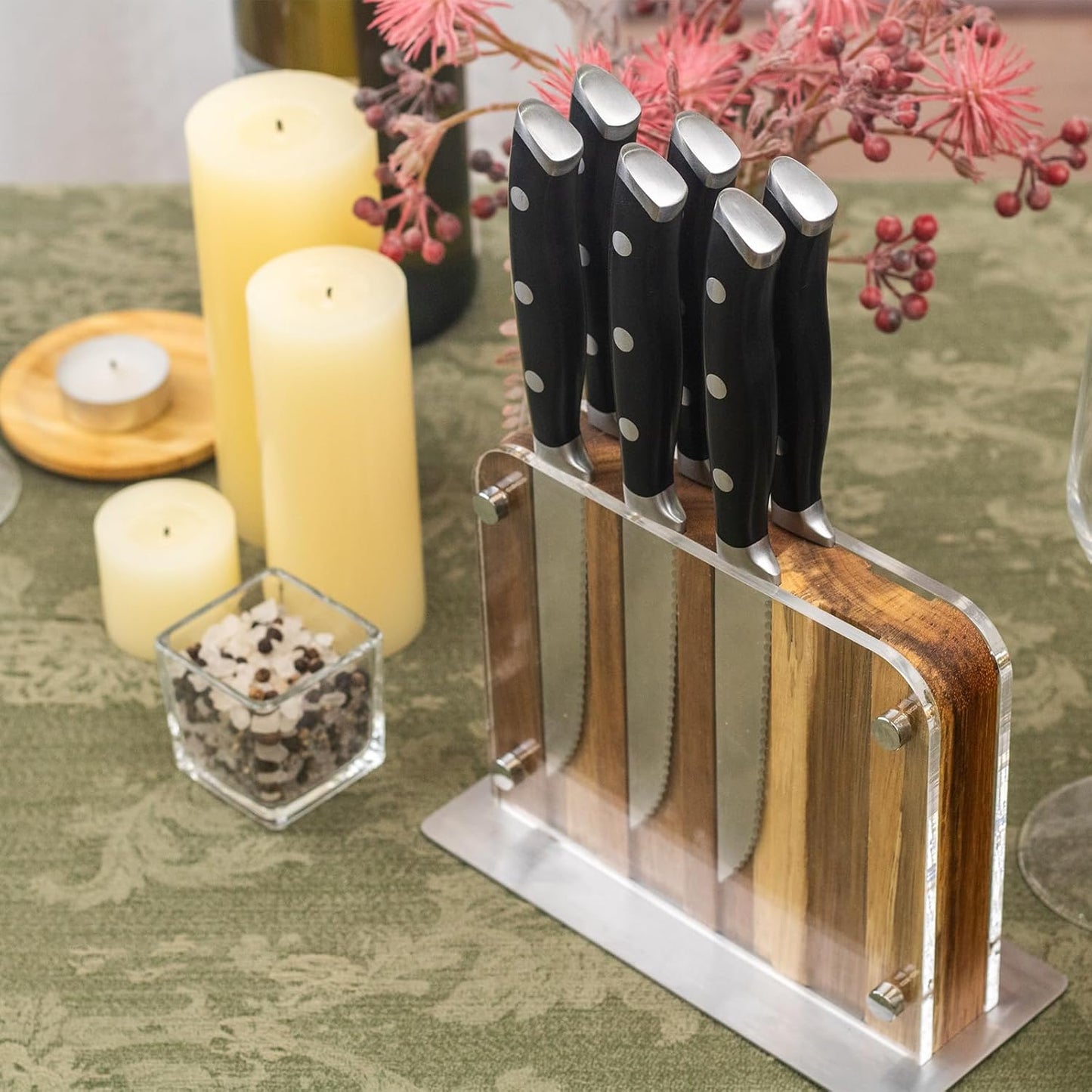 Alata 8-Piece Steak Knives Set, 4.7 Inch with Serrated Edge Razor-Sharp Dinner Knives, Full-Tang Construction