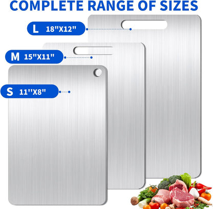 Titanium Cutting Board Set of 1, 18 * 12inches, Titanium Cutting Boards for Kitchen, Food Grade Metal Double Sided Chopping Boards for Kitchen Counter Meat Vegetable Fruit Outdoor Camping