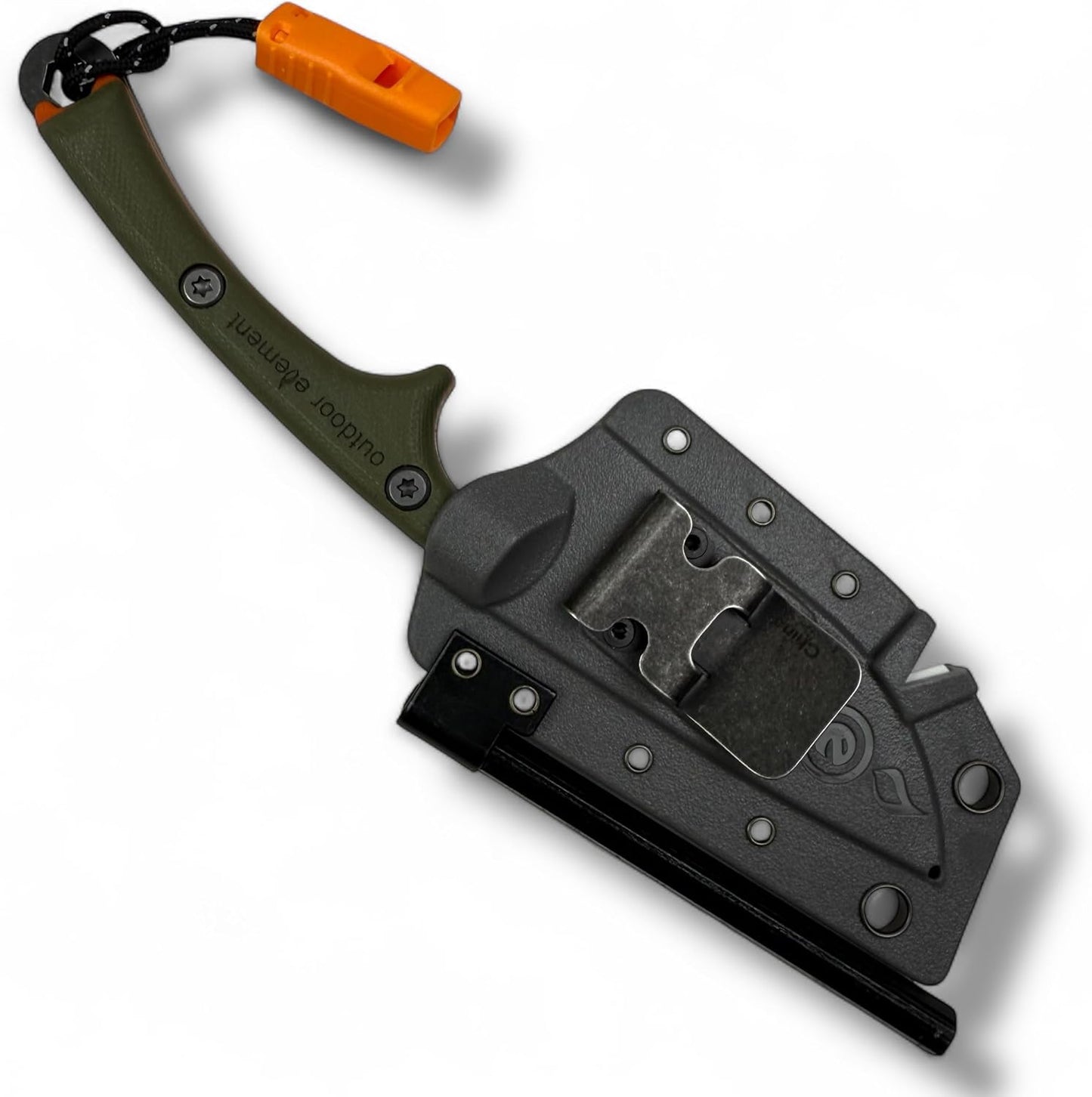 Scout Feather Glow - Fixed Blade Survival Knife with built-in Firestarter for Camping, Hunting, Outdoor Adventure and Culinary Need - VG10 Blade, Whistle, Knife Sharpener, Compact Sheath & G10 Handle