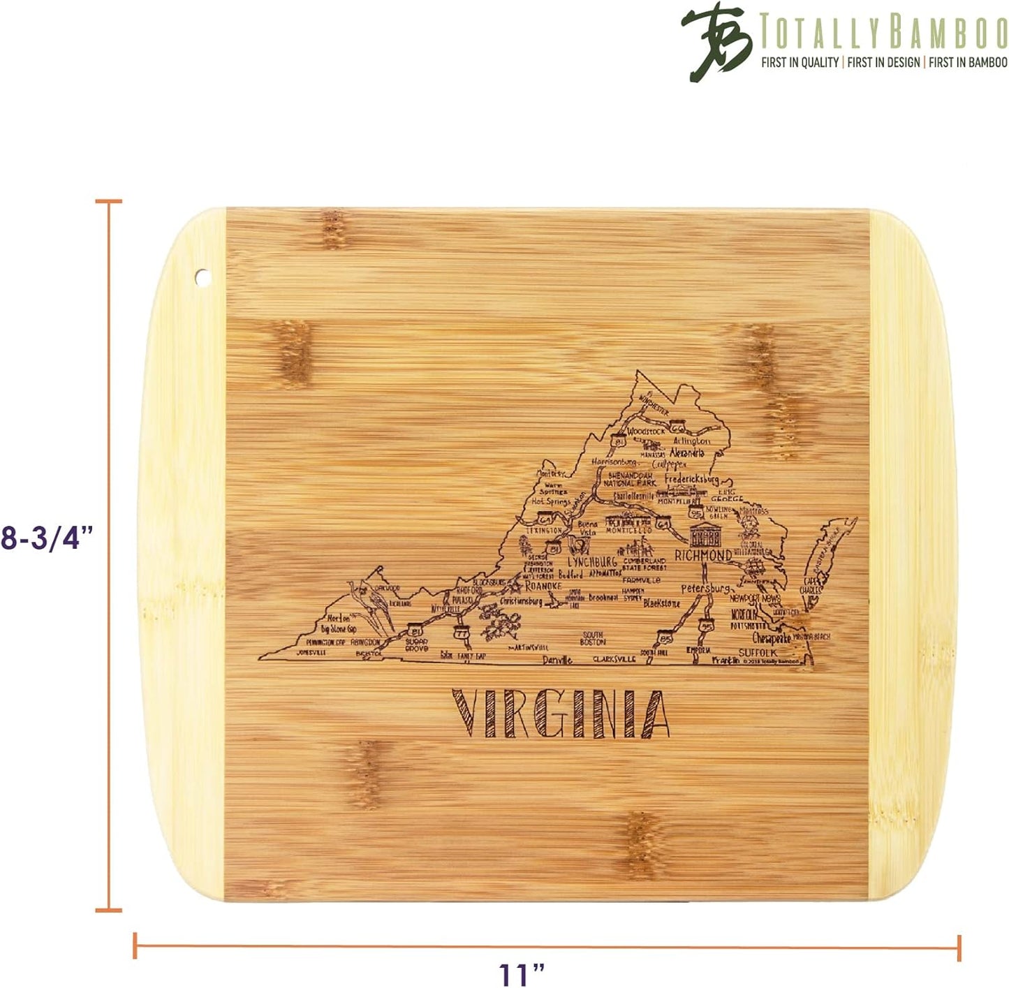 Totally Bamboo A Slice of Life New Jersey State Serving and Cutting Board, 11" x 8.75" - Colors A