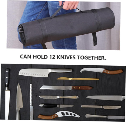 TIDTALEO Chef Roll Bag Shoulder Strap Cutlery Holder Organizer Knives Kitchen Tool Pouch Mesh Pocket