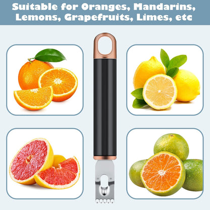 2Pcs Channel Knife, 2 in 1 Lemon Zester Tool, Ultra Sharp Twist Peeler for Cocktail Garnish, Stainless Steel Citrus Peeler for Orange Fruit Rind Peel, Home Kitchen Bar Tools