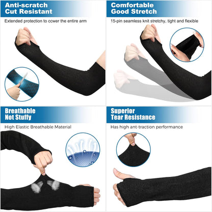 Geyoga 2 Pairs Arm Protection Sleeves Level 5 Cut Resistant, Forearm Protectors for Thin Skin and Bruising Men Women