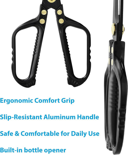 Kitchen Scissors - Heavy Duty Kitchen Shears with Stainless Steel Titanium-Coated Blades for Food, Poultry, Meat & Herbs - Sharp All Purpose Cooking Scissors Dishwasher Safe