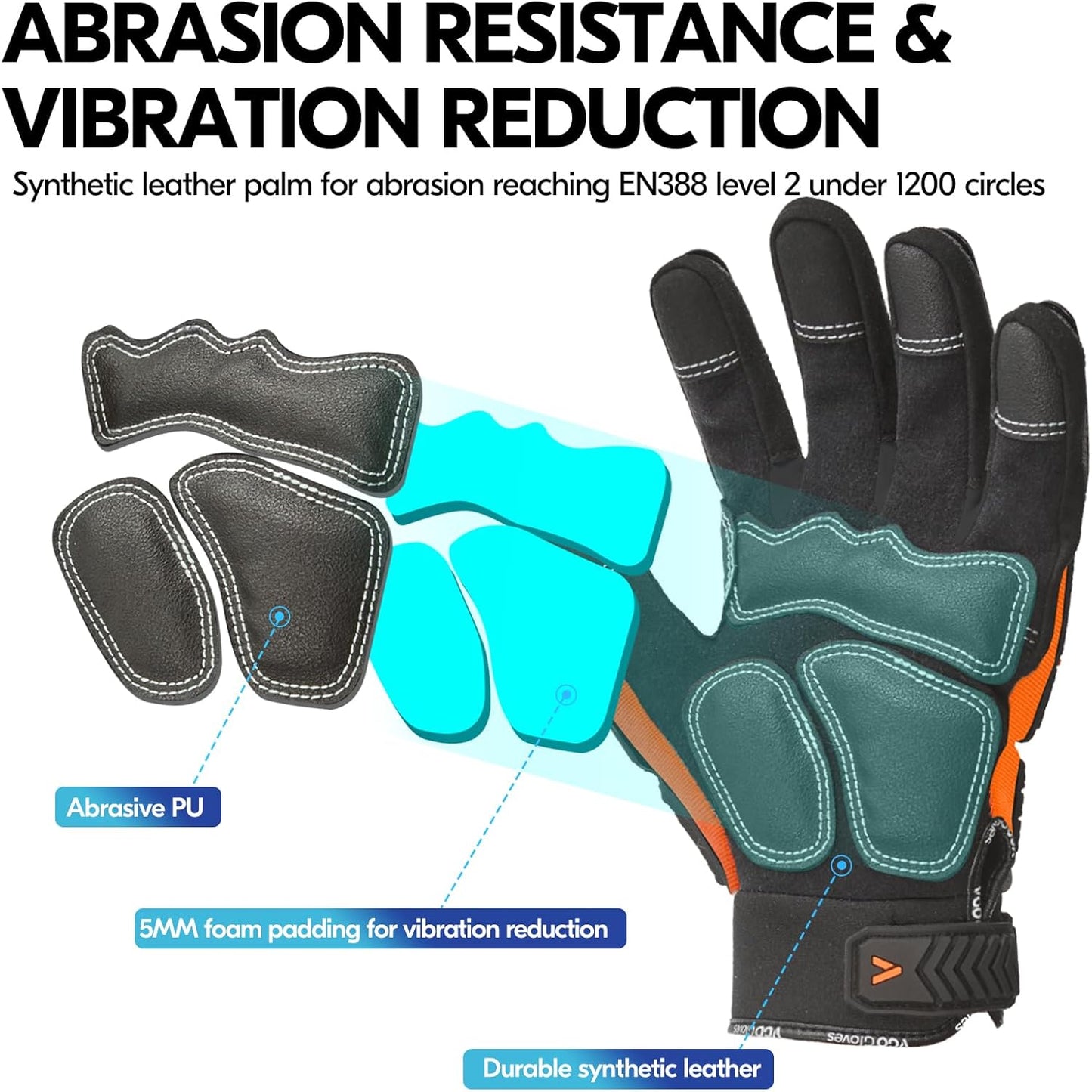 Vgo... Cut Resistant Gloves, Cutproof Leather Work Gloves Men Women,EN388 level E, ANSI level A5,Touchscreen,Mechanics Gloves