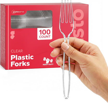 GUSTO [100 Pack] Heavy Duty Disposable Clear Plastic Knives - for Parties, Events, and Everyday Use (Formerly Comfy Package)