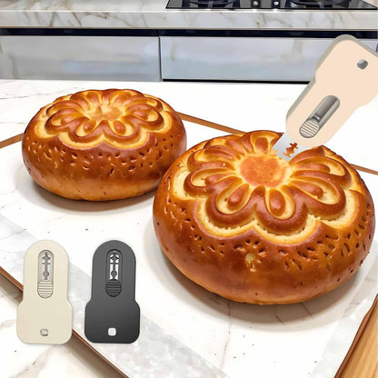 Set of 2 Pcs Retractable Bread Lame with Magnet, Stainless Steel Blades Scoring Tool for Sourdough, Includes 10 Extra Razor Blades, Black & Beige ABS Handle Scorer
