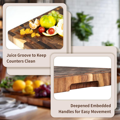 Utoplike Extra Large XXXL Bamboo Cutting Board 24 x16 Inch, Largest Wooden Butcher Block for Turkey, Meat, Vegetables, BBQ, Over the Sink Chopping Board with Handle and Juice Groove, Thickness 1.25"