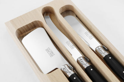 Andre Verdier Laguiole 3-Piece Cheese Knife Set, Color ABS Handle, Stainless Steel, Made in France (IVORY)