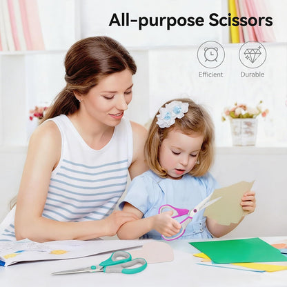 QMVESS 8.5" Scissors All Purpose 3 Pack, Ultra Sharp 2.5mm Thick Blade Scissors for Office, Professional Ergonomic Comfort Grip for Office School Home Fabric Sewing DIY Craft Cutting General Use