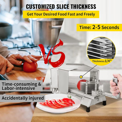 VEVOR Commercial Tomato Slicer 3/16 inch Heavy Duty Tomato Slicer Tomato Cutter with Built-in Cutting Board for Restaurant or Home Use (3/16 inch)