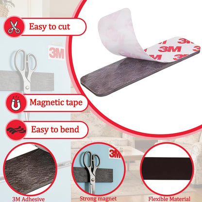 16Pack Magnetic Strip, Magnetic Tape with Adhesive Backing, Magnet Strips Heavy Duty (3" X 1") Strong Adhesive Magnetic Strips for DIY, Fridge, Whiteboard, Crafts, Signs, Cabinet（Right Angle）