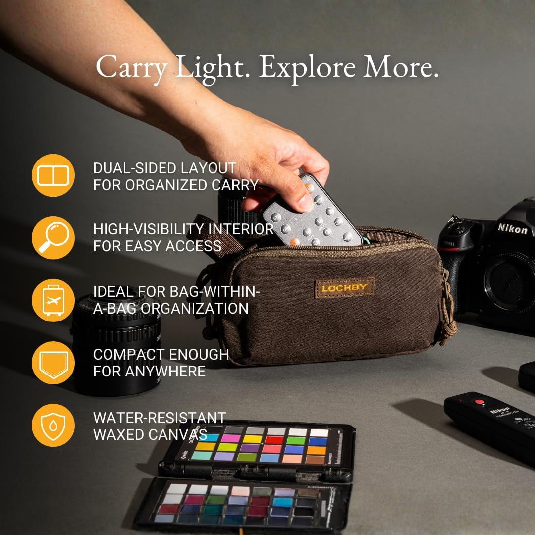LOCHBY® Venture Pouch | Multipurpose Tactical Tool Bag | Water Resistant Waxed Canvas | Dual-Sided Zipper Pouch | for Motorcycle, Bike, EDC, Pen, Pencil, Art, Tech & Travel