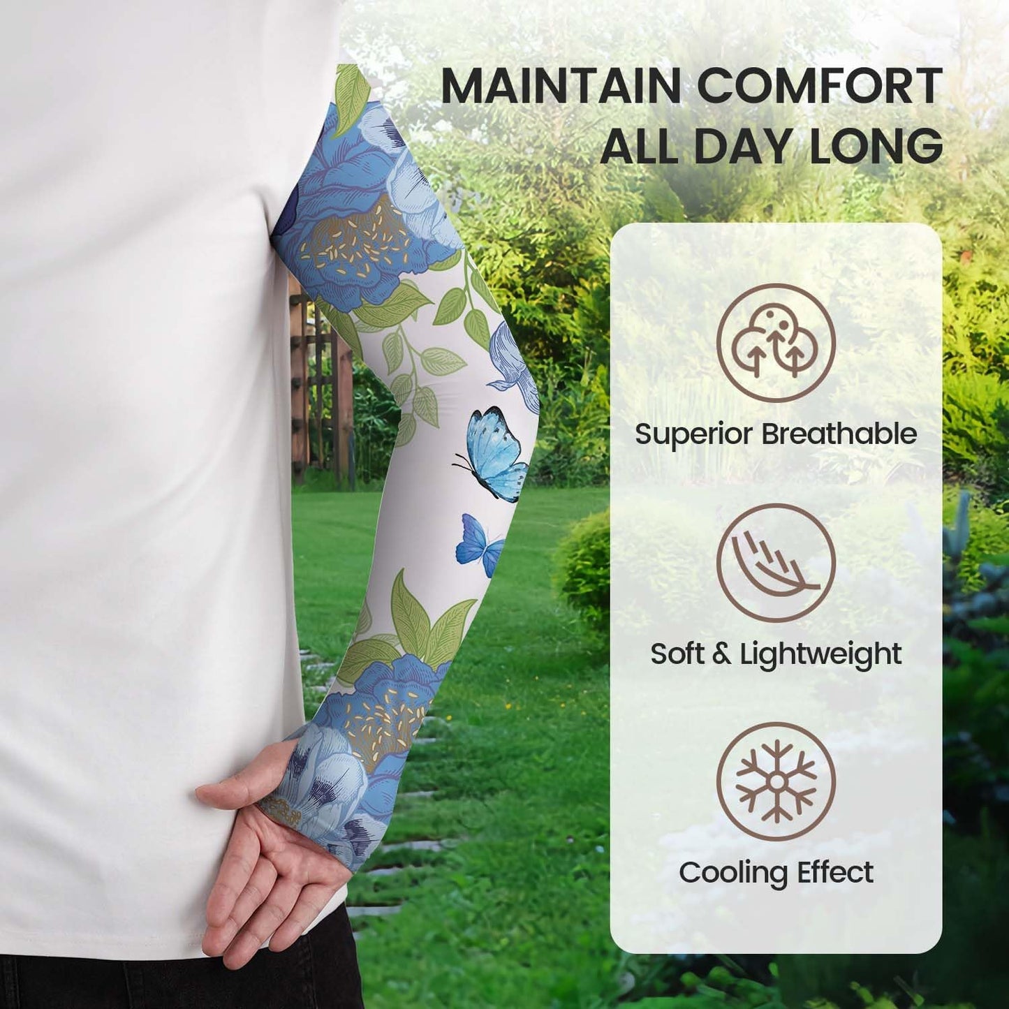 YPHCDO Gardening Sleeves Farm Sun Protection Arm Cooling Sleeves Thorn Proof Garden for Women Men with Thumb Hole