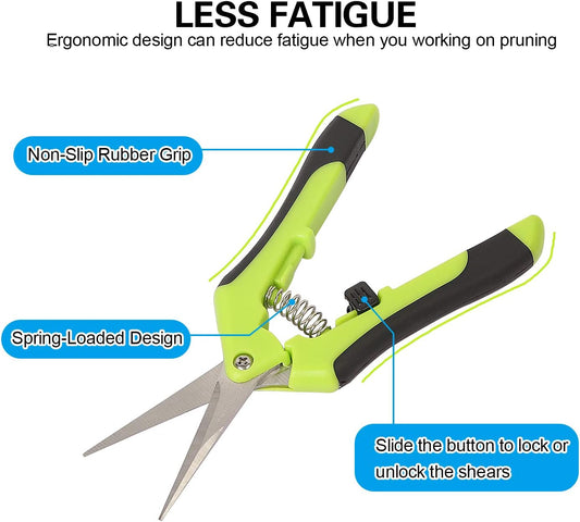KEILEOHO 4 Pack 6.5 Inch Bud Trimming Scissors, Professional Stainless Steel Gardening Hand Pruners Micro-Tip Pruning Snips with Straight Blades for Trimming Garden Herb Plants Flowers
