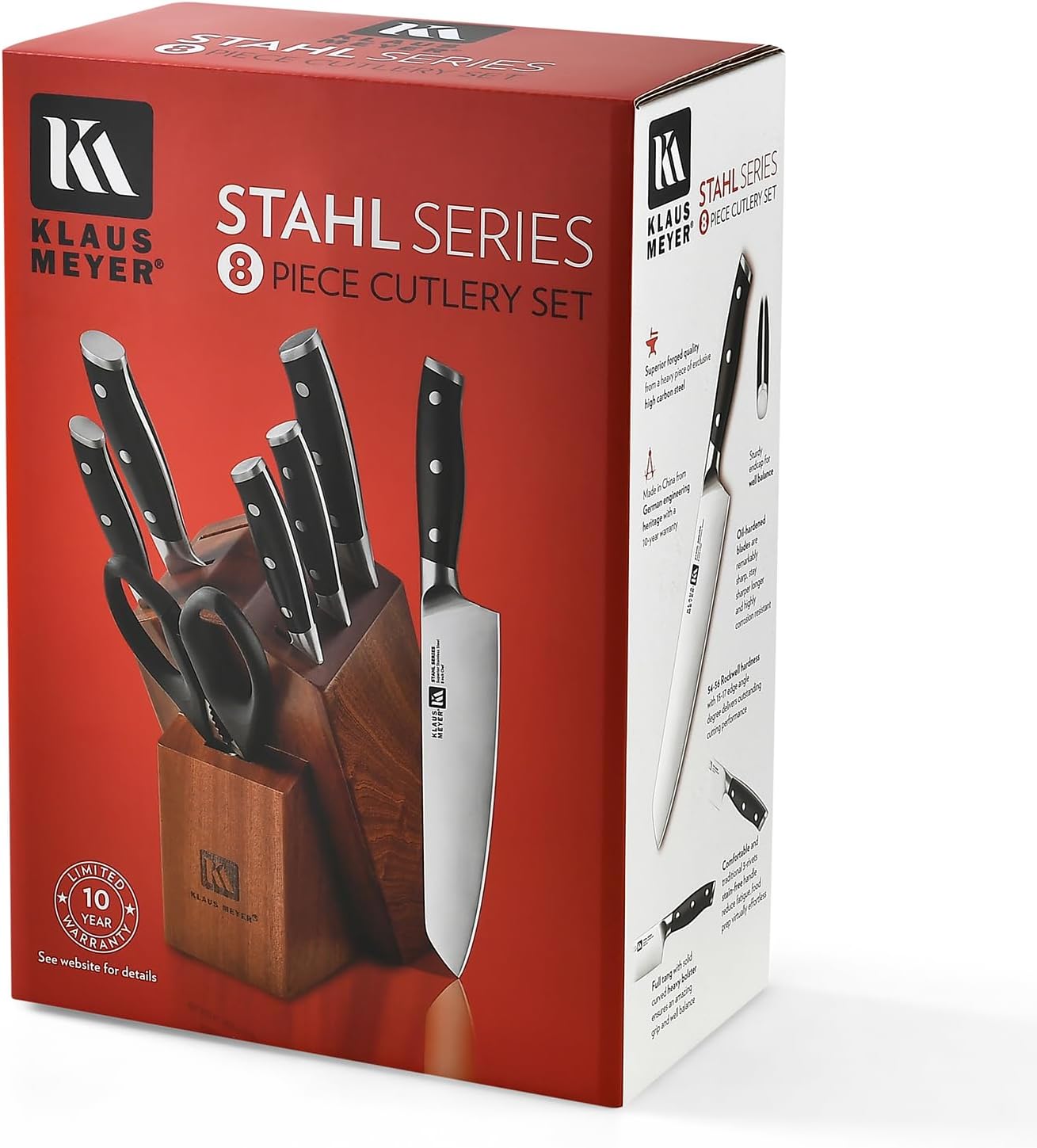 Klaus Meyer Stahl High Carbon Exclusive German Steel 8 Piece Knife Block Set (Black)