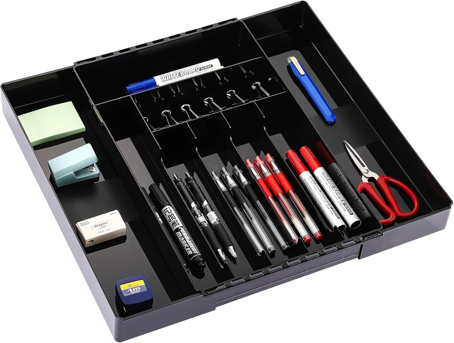 IEEK Silverware Drawer Organizer Tray for Kitchen,Expandable Utensil Tray Multipurpose Drawer Dividers Adjustable Cutlery and Flatware Holder,Plastic Spoon Forks Knives Holder Storage Divider,Clear-M