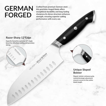 WICKWILLOW 10" Bread Knife – Razor Sharp German Steel – Serrated Knife for Homemade Bread & Sourdough – Full Tang & Ergonomic Handle – Gift Box – Velina Series