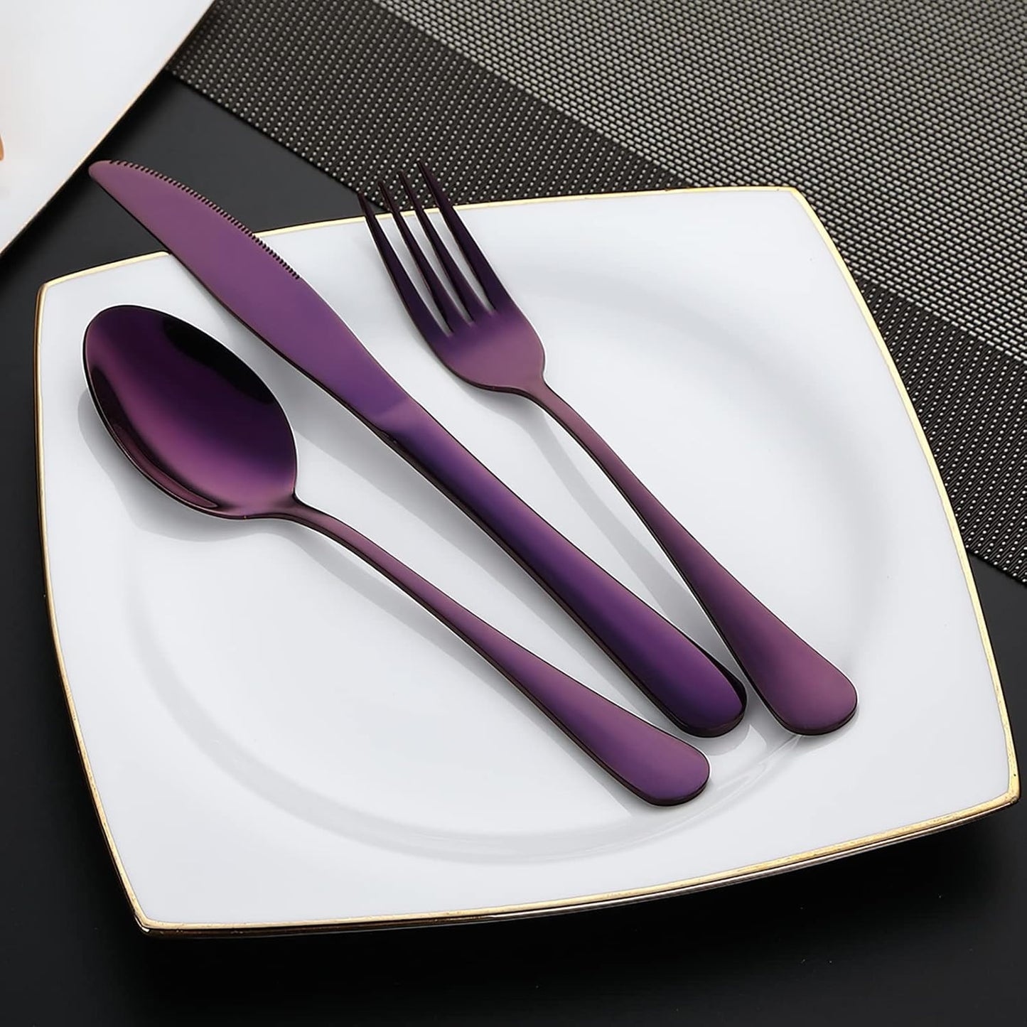 DEVICO Camping Utensils, 8-Piece Full-Size Reusable Silverware for Lunch Adult, Stainless Steel Portable Fork Spoon Knife Set for Work, Travel Cutlery Set with Case and Chopsticks Straws (Rainbow)