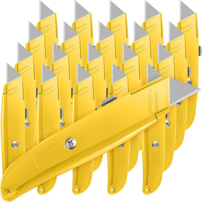 Reginary 20 Pcs Box Cutter Bulk Retractable Utility Knife Heavy Duty Aluminum Alloy Razor Knife for Cardboard Box Carton Opener for DIY, Factory, Home Office(Red, Yellow, Blue, Green)
