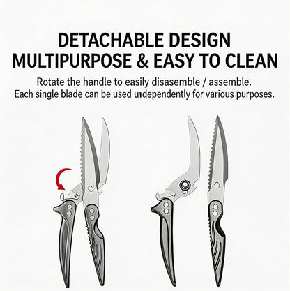 High-end heavy-duty kitchen shears, multi-functional food scissors, effortlessly cut through bones, meat, poultry, and all types of ingredients.