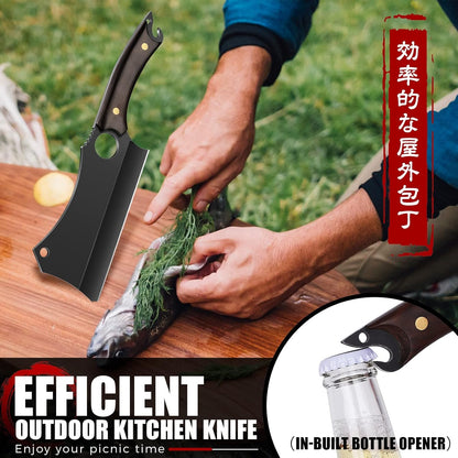 ROCOCO Hand Forged Meat Cleaver Sharp Butcher Knife for Meat Cutting Vegetable Cleaver with Sheath for Home Kitchen Outdoor Camping BBQ Father Mother Gift Idea Men