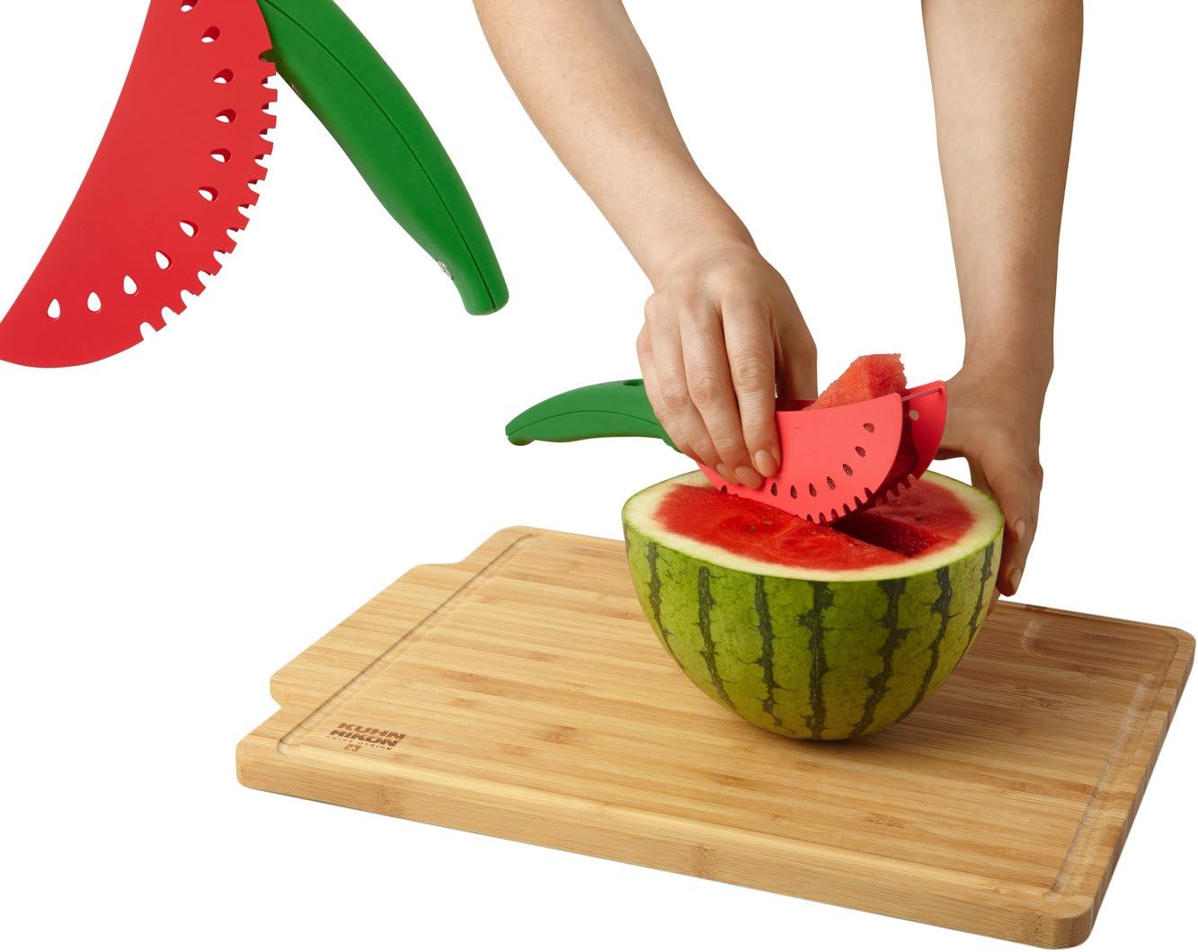 Kuhn Rikon Watermelon Knife, Serrated Fruit Slicer for Watermelon and Large Fruit, Long Blade for Clean Slicing, Easy Cutting Tool