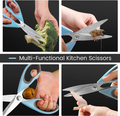 Kitchen Scissors All Purpose Heavy Duty, Kitchen Utensils Set, Stainless Steel Cooking Utensils Gadgets Meat Poultry Food Shears Dishwasher Safe Utility Tools Home (Orange, black and gray)