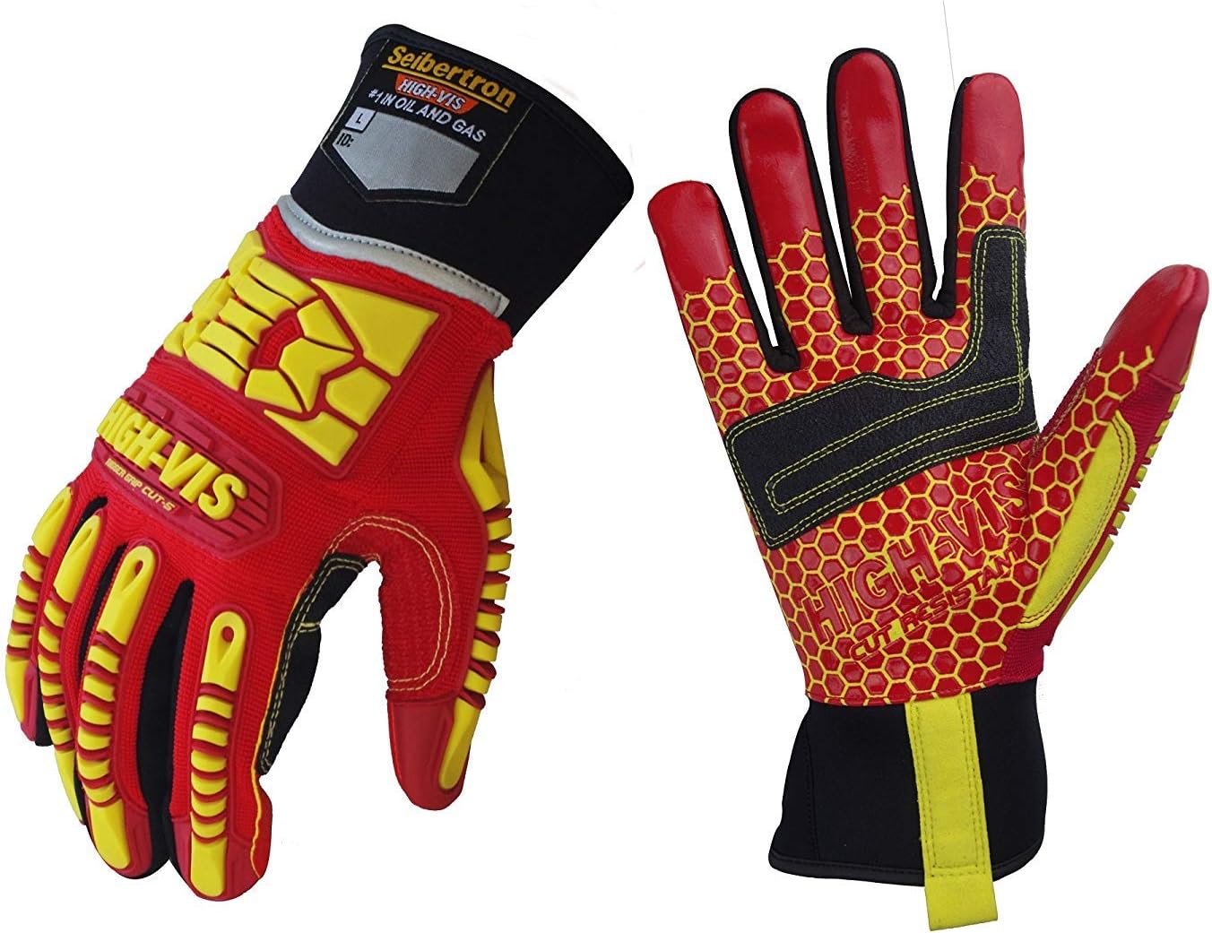 Seibertron High-Vis Series Cut Resistant Reducing Anti-Impact Mechanics Heavy Duty Safety Rescue Oil and Gas Gloves