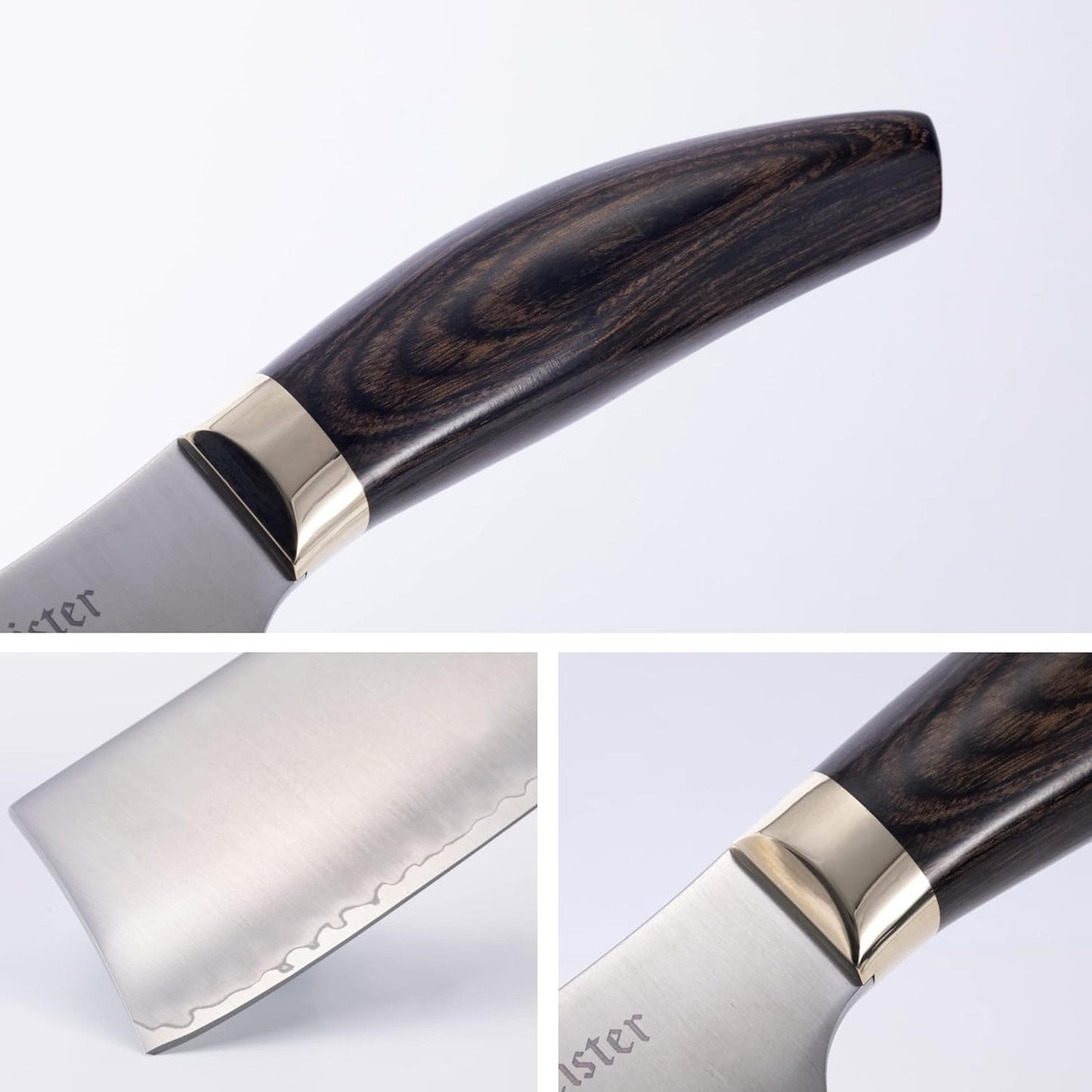 Messermeister Kawashima 6.5” Nakiri Knife - SG2 Powdered Steel, Eco-Brass Bolster & Walnut Pakkawood Handle - Made in Seki, Japan