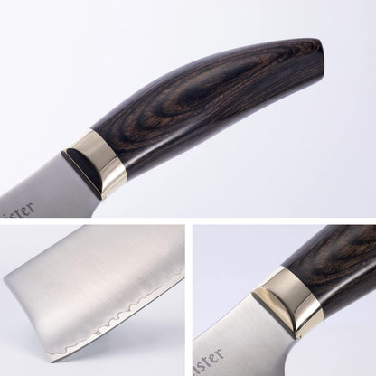 Messermeister Kawashima 6.5” Nakiri Knife - SG2 Powdered Steel, Eco-Brass Bolster & Walnut Pakkawood Handle - Made in Seki, Japan