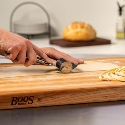 John Boos R-Board Series Rectangular Wooden Maple Cutting Board 20”x15” – 1.5” Thick, 12-lb Reversible Butcher Block with Edge-Grain & Finger Grips – Made in the USA