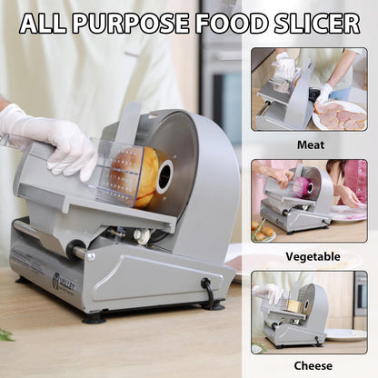Valley Sportsman Meat Slicer Machine for Home - Electric Deli Meat Slicer with 7.5" Stainless Steel Blade, Adjustable Thickness Food Slicer Cuts Meat, Bread, Cheese, Easy to Clean, Black
