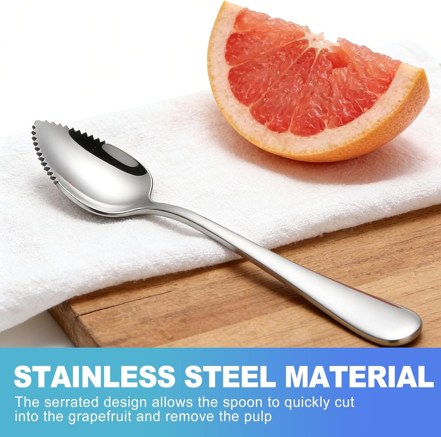 CoguZed 5-Piece Grapefruit Spoon and Knife Set Stainless Steel Serrated Edge Heavy Duty Kitchen Utensils for Grapefruit Oranges Kiwi Citrus Fruits Desserts
