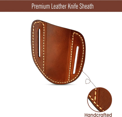 Leather Knife Sheath for Belt Pocket Folding Knife Holder Compact Draw Knifes Carrier EDC Tools Holster Trapper Knives Carrier