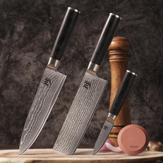 SUNCHUN Nakiri Knife VG-10 Damascus Steel 67-Layer Japanese Vegetable Cleaver, Ultra Sharp 602 HRC Kitchen Knife with Black Pakka Wood Handle, Professional Chef Knife for Vegetables & Food Prep