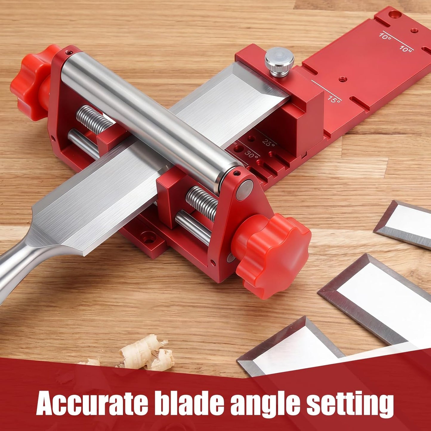 Precision Chisel Sharpening Jig & Guide, with Angle Fixture & Gauge (10-45) Sharpener for Wood Chisels and Plane Blades up to 2.8" Width