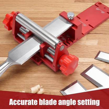 Precision Chisel Sharpening Jig & Guide, with Angle Fixture & Gauge (10-45) Sharpener for Wood Chisels and Plane Blades up to 2.8" Width
